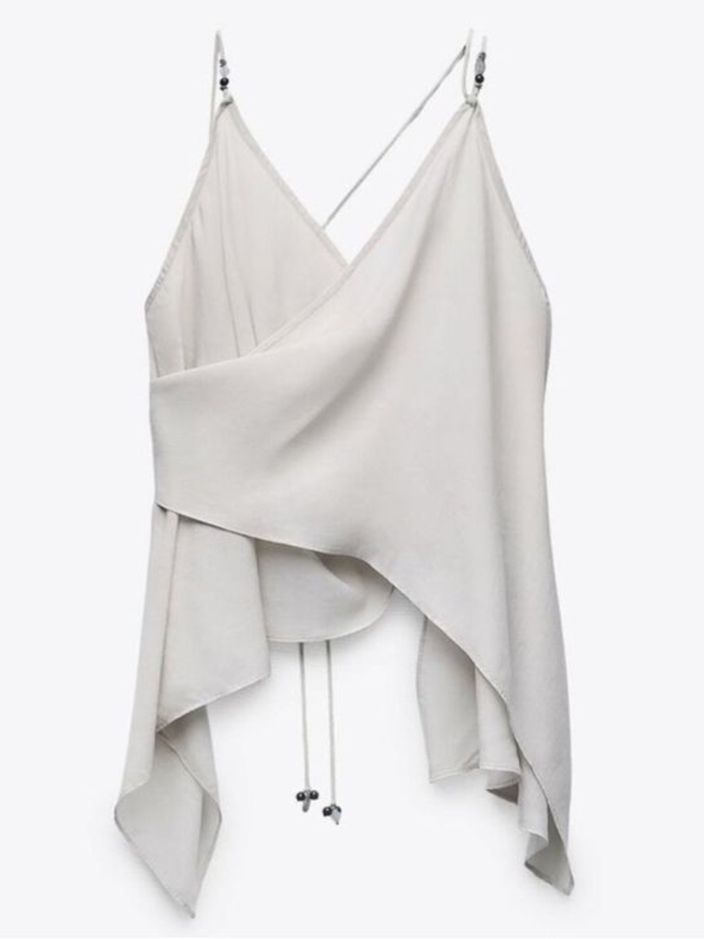 Zara Light Gray Draped Spaghetti Strap Top